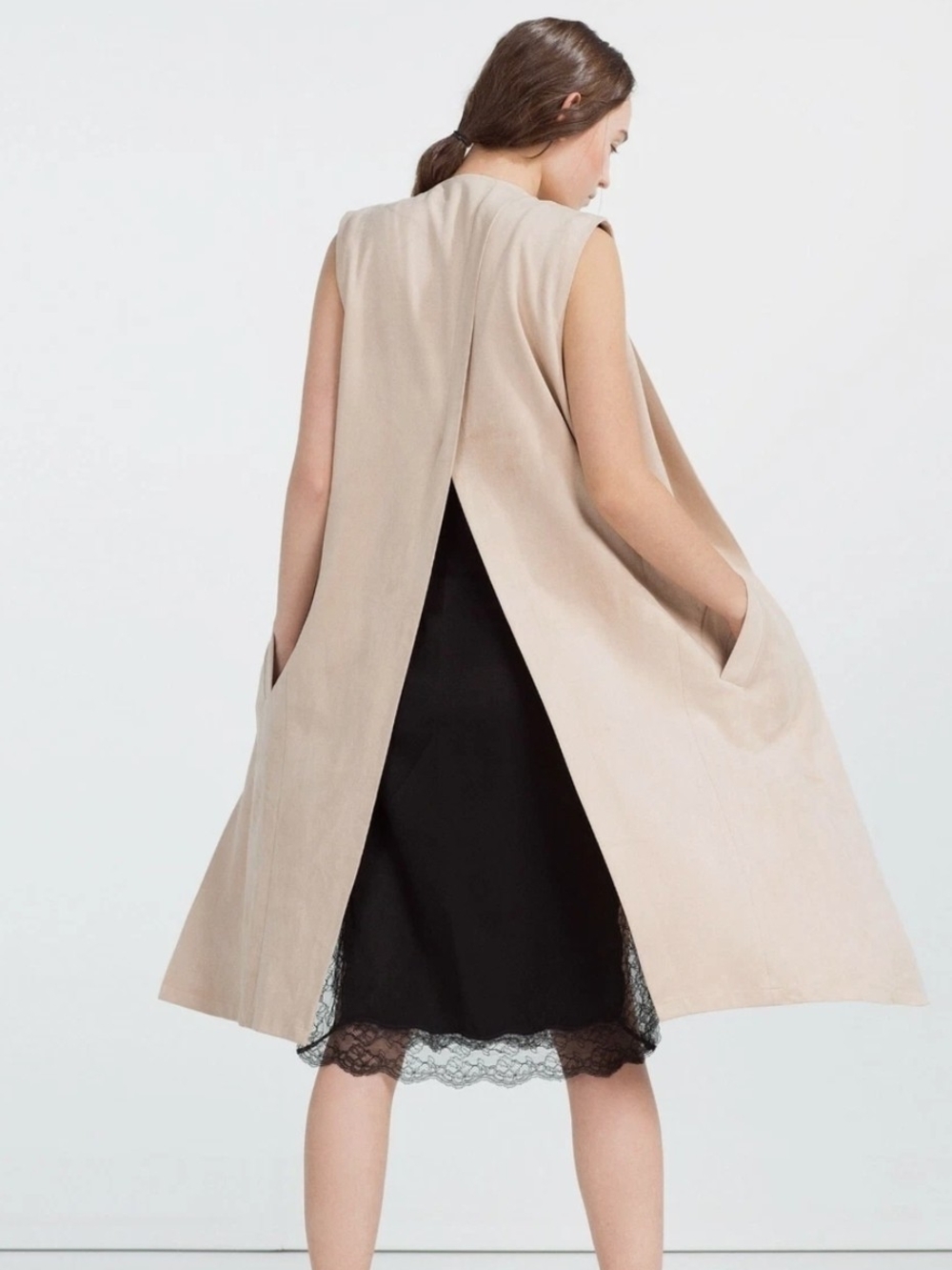 Zara Blush Pink Sleeveless Long Vest - Picture 2 of 6